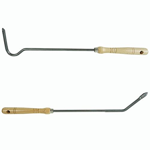 Ensemble d'accessoires de cheminée en fer à piquer avec poignée en bois Couverts de cheminée, tisons, grattoir à gluten (1, fer à piquer et grattoir à cendres)