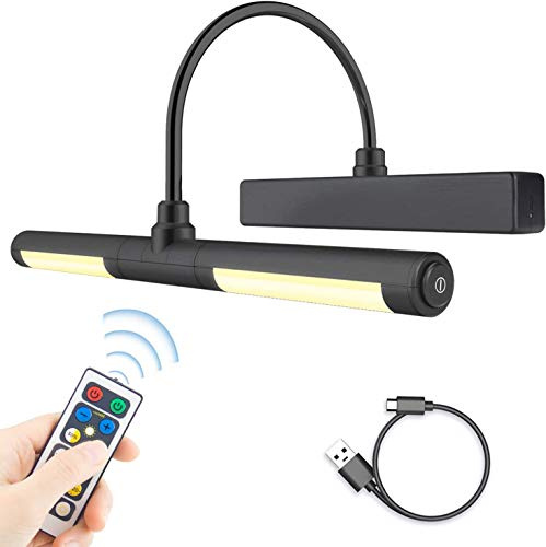 HONWELL Uppladdningsbart bildljus med fjärrkontroll, LED-display lampa 33 cm roterbart ljushuvud med 3 belysningslägen för porträtt konstmålningar ljusstyrka dimbar och timer OFF180 lumen