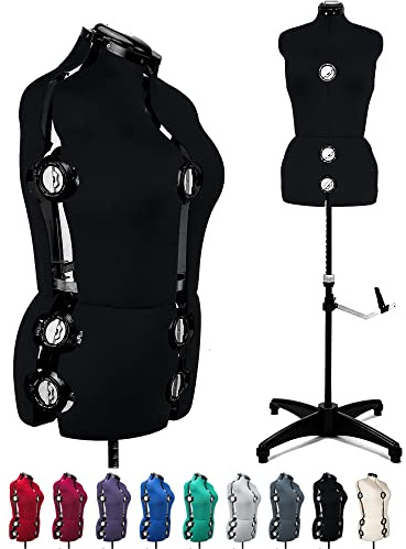 Robe de Mannequin Femme réglable en Tissu à 13 Cadrans pour Couture, Corps de Mannequin avec Support tri-pod, Hauteur d'épaule jusqu'à 178 cm (Taille L)
