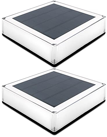 ILIKEPOW 2pcs Solar Lights Outdoor for Posts, Deck, Fence, Patio, Garden Post Cap Lamp Waterproof Lighting Colour Temperature Adjustable 3000K, 4000K, 6000K