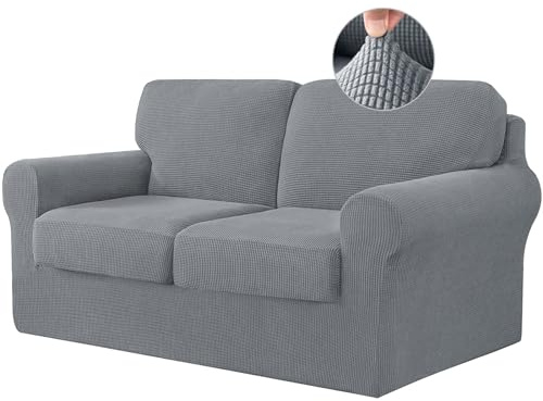 BXFUL Juegos de Fundas Elásticas para Sofá con Respaldos Separados y Cojines para Asientos, Funda Antideslizante para Sofá con Banda Elástica, Protector de Muebles (2 Seater(145-178cm),Gris Claro)