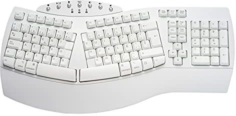 Perixx PERIBOARD-612W, Teclado Ergonómico Inalámbrico con Teclas Divididas y Doble Modo 2,4 GHz y Bluetooth – Compatible con Windows y macOS – Blanco – Disposición QWERTY Español