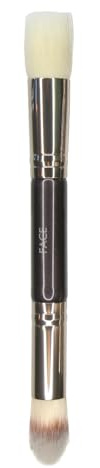 Double Ended Face Brush – Vegan Foundation & Contour Brush with Soft Bristles for Mature Sensitive Skin