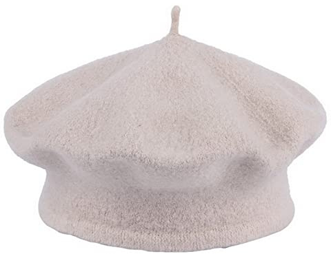 JK Home Girls klassisk vintage ullbasker hatt - fransk stil varm enfärgad konstnär mössa, höst vinter mjuk barn målarhattar en storlek, BEIgE, one size