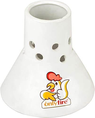 onlyfire Hähnchenbräter, Keramik Hähnchen Ständer, Hähnchenhalter Grill, Bierdose Hähnchengriller, Geflügelbräter mit Aromabehälter, Grill Zubehör