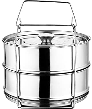 Ollas de Vapor Apilables, Olla de Vapor de Acero Inoxidable 304 Olla Vaporera Apilable de 2 Niveles con Tapa, Olla en Olla, Hornear, Cazuelas, Sartenes para Lasaña, Vaporera para Alimentos