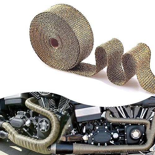 SSyang 1 Pezzi Nastro di Scarico per Moto 1.5 мм * 25 мм * 5 м Bende Termiche per Tubo Scarico, Fascia di Scarico Titanio, Adatto per Tubo di Scarico Auto e Moto con Collettore, Colore Titanio
