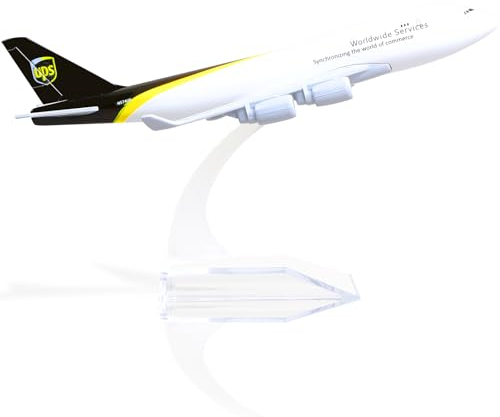 QIYUMOKE Boeing 747 UPS Aviation 1/400 Flugzeugmodell aus Druckgussmetall mit Ständer, Fluglinienmodell, Flugzeuglegierung, Sammlermodellbausatz für Luftfahrtbegeisterte als Geschenk