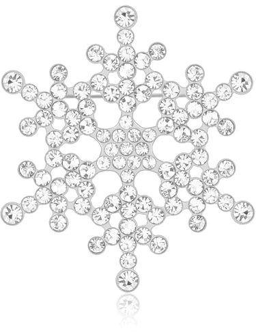 Kiiwah Weihnachten Schneeflocken Brosche, Kristall Strasssteinen Brosche Blume Anstecknadel Pins für Kleidung Party Dekoration(Silber)
