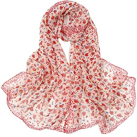Schal Damen Herbst, Sommer Blumen Schultertuch Langes Tuch Mit Blumenmuster Schlauchschal Wärmendes Stickerei Chiffon-Schals Festlich Langes Wrap Umhang Sommer Loopschals Langer Schal Damen