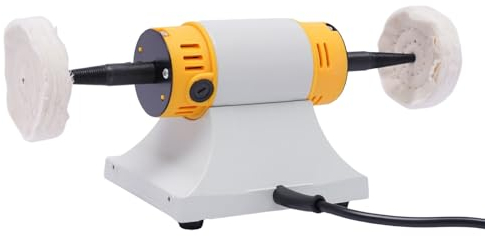 Machine à polir multi-usages avec moteur de polissage 10 000 tr/min 230 V à double tête avec 2 broches en forme de cône, 2 roues en tissu et 4 vis de broche