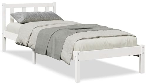 VidaXL Letto Extra Lungo in Pino Bianco 80x220 cm, Telaio Singolo con Giroletto