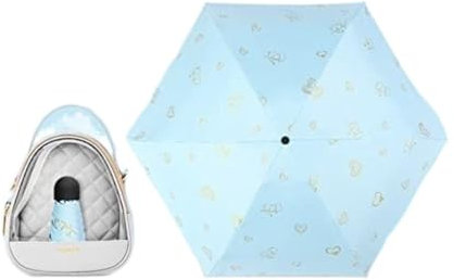 SHOUKAII Folding Umbrellas Mini Women's Umbrella Light Five-folding Sun Rain Portable Pocket Umbrella Women Sunshade Umbrellas Luggage Travel Gear
