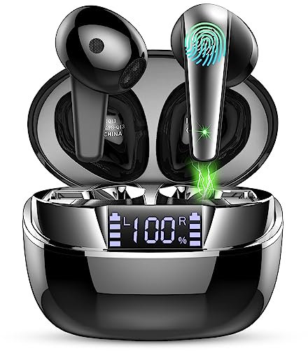 Cuffie Bluetooth, 48H Auricolari Bluetoth 5.3 Sport con Stereo HiFi, Cuffie Wireless Bluetoeth con HD Riduzione Rumore Mics, Cuffiette Bluetooth IP7 Impermeabili, Cuffie Sport per iOS/ Android, Bianco