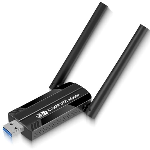 CINAMON 5400Mbps Chiavetta WiFi per PC, USB WiFi 6E Antenna, Tri-Band 6/5/2,4GHz Chiavetta WiFi 6, USB3.0 Supporta Windows 11/10, OFDMA, MU-Mimo, WPA3