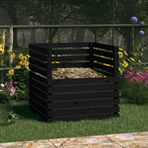 AJJHUUKI Hogar y jardín, césped y jardín, jardinería, compostaje, compostador, compostador, compostador, negro, 80 x 80 x 78 cm, madera maciza de pino