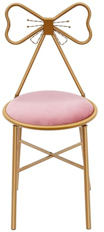 WDZCZDoo Butterfly Backrest Chair Desk Vanity Bow Vanity Stool Makeup Chair, Velvet Cushion Lounge Dresser Pink Cute Princess Seat for Bedroom Home Garden Living Room (Deep Pink)