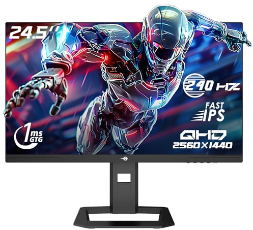 TITAN ARMY 240Hz 1440P Gaming Monitor 24.5 Zoll, QHD 2560 x 1440, Fast IPS 1ms GTG, Adaptive Sync Monitor, HDR500, 123% sRGB, Verstellbar Ständer, 100 * 100 VESA, HDMI 2.0 DisplayPort 1.4 P2510S Plus