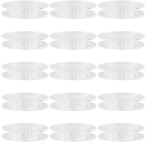SUNNYCLUE 15Pcs 50 x 10mm Empty Spool Flat Plastic Spools White Wire Flat Embroidery Thread Weaving Organizer String Holder Bobbin for Sewing Stitching Crochet Needle Yarn DIY Supplies Women Adults