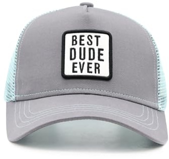 Wodeal Boys Trucker Hat, Best Dude Ever Hat, Adjustable Youth Mesh Baseball Cap Snapback for Kids Ages 10-15 Grey