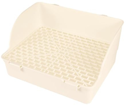 Sdlnklm Bac de Toilette pour Lapin, Mini-Maison de Toilette pour Rongeurs avec Matériau Robuste et Stable et Structure en Grille pour Chinchillas, et L, Beige