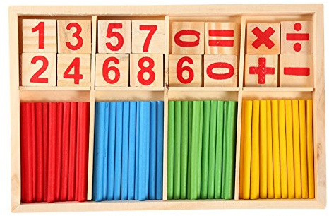 Chrees Trämattemanipulationer Leksaker för Tidig Inlärning Pedagogiska Leksaker Räknepinnar Nummerkort Byggklossar Platshållare för Barn med Matematiksymboler