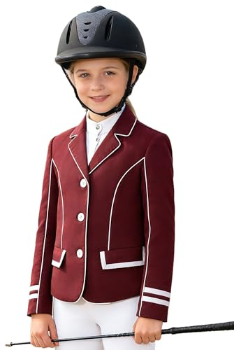 Niña Camisas Equestres Camisa Manga Larga Equitación Chaqueta Competición Equitación Elástica Ropa Entrenamiento Chaqueta Fitness borgoña 15-16 años