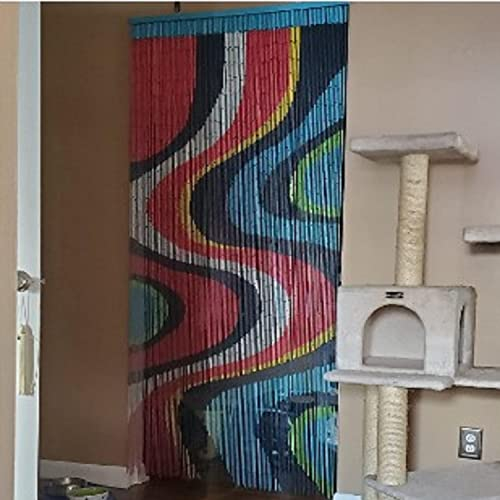 TACHILC Color Art Bamboo Beaded Curtain for Doorway, Hanging Beads