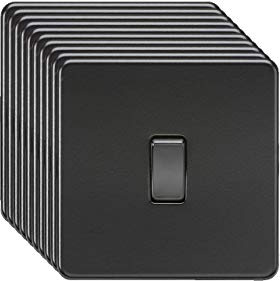 Knightsbridge Screwless 10AX 1G 2-Way Switch - Matt Black with black rocker