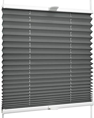 SchattenFreude Klemmfix-Plissee für Fenster | Mit Klemm-Haltern | Ohne Bohren | Anthrazit, Breite: 70cm x Höhe: 220cm