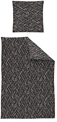 Irisette Bettwäsche Interlock-Jersey schwarz-grau-Sand Größe 155x220 cm (80x80 cm)