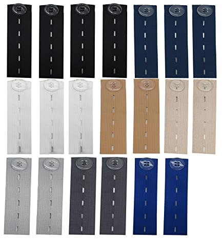 Laonainai 20 Stück Jeans Taille Erweiterung Knopf Elastic Waist Extenders Hosenbunderweiterung mit Harzknopf 4-stufig verstellbar Taillenverlängerung für Schwanger Hosen Röcke