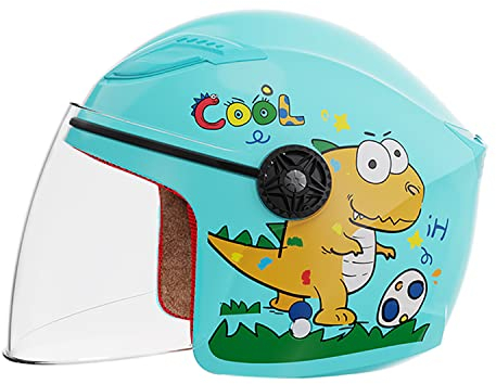 Kinder Motorradhelm, Jungen und Mädchen Rollerhelm, Mofa Helm, jethelm mit Sonnenblende, Fahrradhelm, 49-57cm, für 6 Jahre - 12 Jahre Kid.