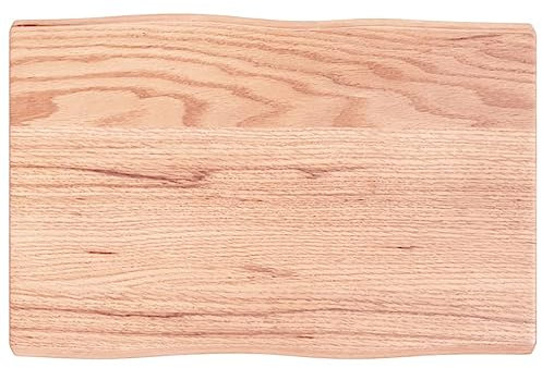 Homgoday Tischplatte Hellbraun 60 x 40 x 4 cm behandeltes Massivholz Eiche Live Edge Küche Kaffee Ersatztischplatte Esstisch Schreibtisch Arbeitsplatte Desktop Arbeitsplatte