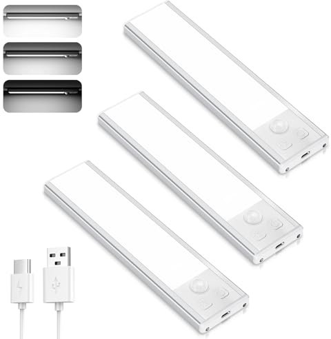 TOPPLEE Luce Sottopensile Cucina, 3pcs 15cm LED Con Sensore, 6500K Illuminazione per Armadio, Scale, Corridoio, Garage, Letto