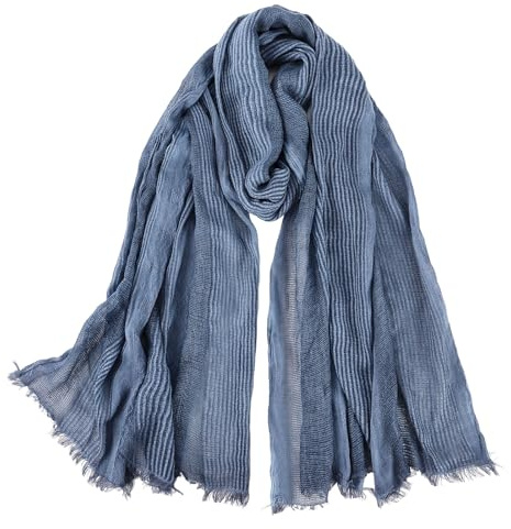 GoGou Men's Warm Cotton Linen Long Scarf - Soft Mens Scarf For Autumn Winter (Blue)
