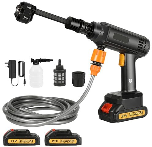  Cordless Pressure Washer, 18V 60 Bar Portable Pressure Washers, 6 in 1 Rechargeable Battery Pressure Washer,5M Hose,Cordless Power Washers for Car/Floor/Garden Cleaning & Watering (2 Batteries)