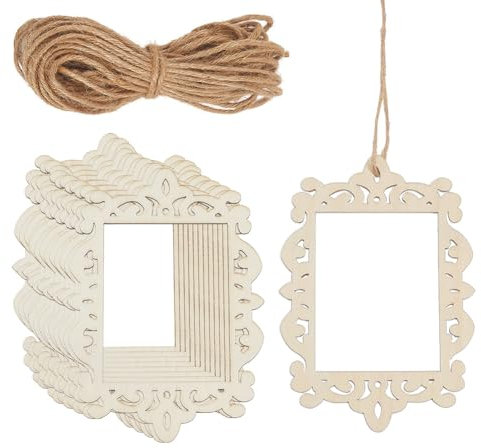 SOFPLATE 12 pz. Cornici per Foto In Legno Grezzo Cornici per Foto Sospese con Corda Piccole Cornici Vuote In Rilievo Da 2 x 3 pollici Set di Accessori per La Fotografia Fai Da Te per Esporre Foto Dipi