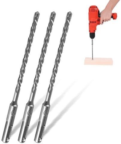 3 punte per trapano SDS, 6 mm x 160 mm, per calcestruzzo, con 4 metalli duri ad alte prestazioni, per pietra, mattoni, muratura, ultra stabili e durevoli (professionali)