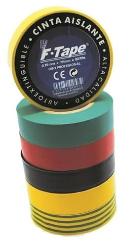 Cinta aislante 10x19 cm roja, resistente al calor y al agua, ideal para aislar cables y reparar objetos.