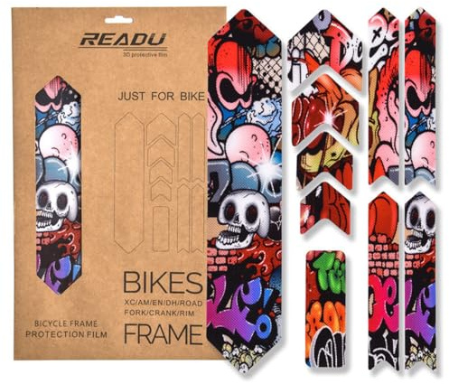 Bicycle Frame Protector - 72g Vinyl Guard Wraps, Funny Graphic Stickers, Shockproof Flexible Coating Film | Waterproof Frame Protection Kit for Road Mountain Riding Adventure Workshop Exhibition