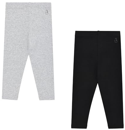 Konny Baby Pants Modal Ultra-Soft Leggings 2P-Set | Stylish & Comfortable Baby Girl Boy Clothes - Melange Grey/Black (1-2Y)