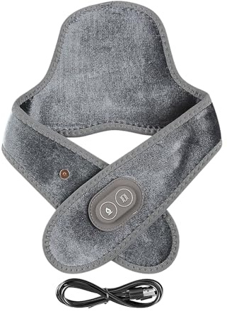 Neck Heating Cushion - USB Powered Massage Cushion with 3 Heat Settings, Soothing Vibration Function, Soft and Adjustable Fit, Comfortable Pain Relief