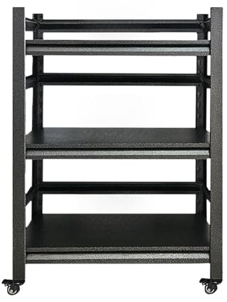 Generisk garagehyllor av metall, lagerhylla industriell design, svart hylla, höjdjusterbar hyllorganisatör med hjul, tung lasthylla för skafferi, tvättstuga, kök (60 x 40 x 80 cm)