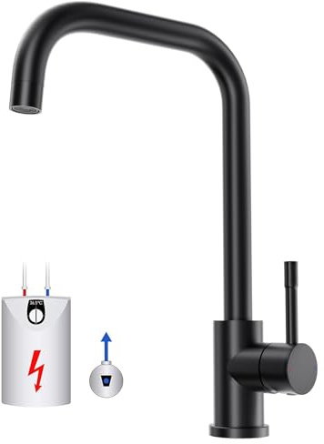 CECIPA Rubinetto da cucina a bassa pressione, girevole a 360°, a bassa pressione, rubinetto con 3 connettori G3/8 per caldaia, rubinetto per lavello in acciaio inox 304, rubinetto da cucina per
