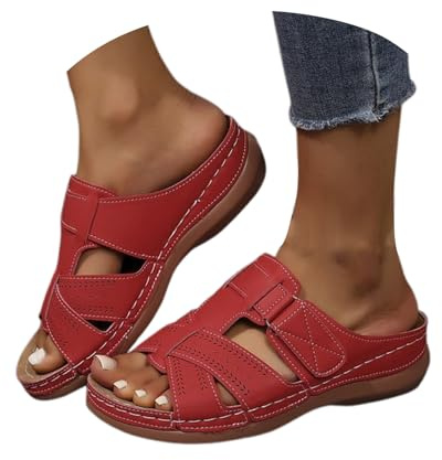 Générique Öppen främre ortopedisk sandal - trendiga och bekväma sommarskor för kvinnor vardagliga sandaler modern trend kompenserad sandal öppna skor lätta