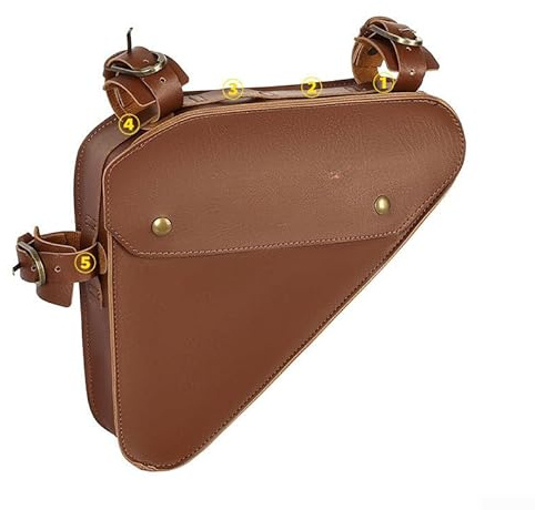Borsa da telaio per bicicletta in pelle vintage, triangolare retrò, borsa per tubo superiore con fibbia magnetica per mountain bike, strada, città, pendolarismo, ciclismo, portaoggetti, marrone (683)