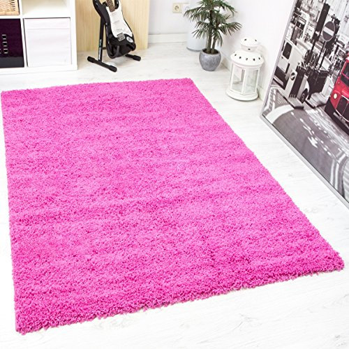 VIMODA prime1000 Shaggy Hoch-/Langflor Teppich, Modern für Wohn-/Schlafzimmer, Polypropylen, rosa, Quadrat, 200 cm
