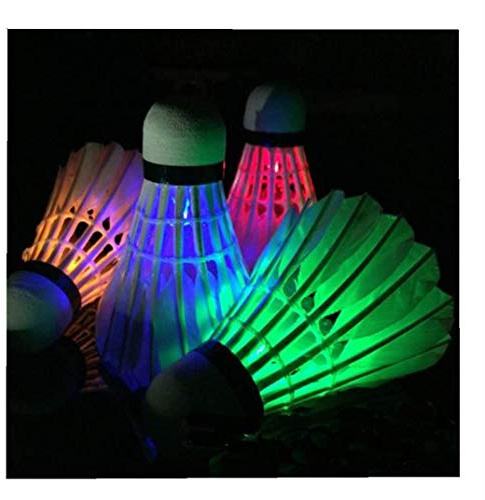 WENOVL LED Volants de Badminton, Tube de 4 Volants Paquets Plume d'oie Badminton Volants Balles de Badminton avec Haute Élasticité et Durabilité pour Intérieur, Extérieur, Sport, Entraînement (8PCS)