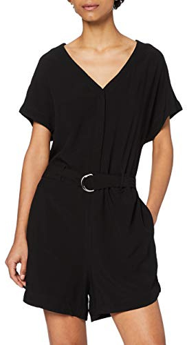 Urban Classics Damen Ladies Short Viscose Belt Jumpsuit T-Shirt, Black, L